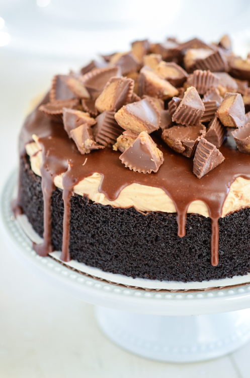 guardians-of-the-food:  Reese’s Dark Chocolate Cake 