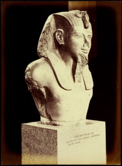 hismarmorealcalm:  Bust of Amenophis III (called by the Greeks Memnon)  From the British Museum  Photograph by W.A. Mansell &amp; Co. circa 1870  Albumen silver print  