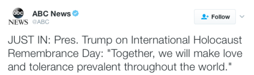 ultraericthered:  danguy96:  yourownpetard:  sciencefitness:  diarrheaworldstarhiphop:  micdotcom:   Trump’s Holocaust Remembrance Day statement fails to mention Jews or anti-Semitism Trump issued a statement Friday marking Holocaust Remembrance Day