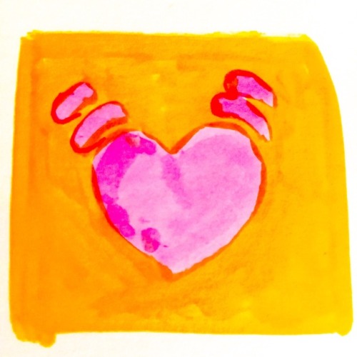 audawart:glitter heart girl[ID: Six square shaped marker drawings, arranged in 2x3 rows, each of a d