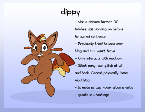 ponybalderdashery:Did I make it apparent enough that I am an emu? A long overdue reference and guide for the many strange things that happen on this blog. Please no longer be confused. As much. Modpon Emod Modears Humansona dippy“before fennecs were