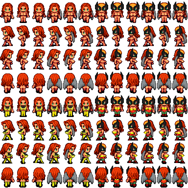 Hawkgirl sprites that I said I would making back when I retweeted that post by @ Queen_Complexxx on 