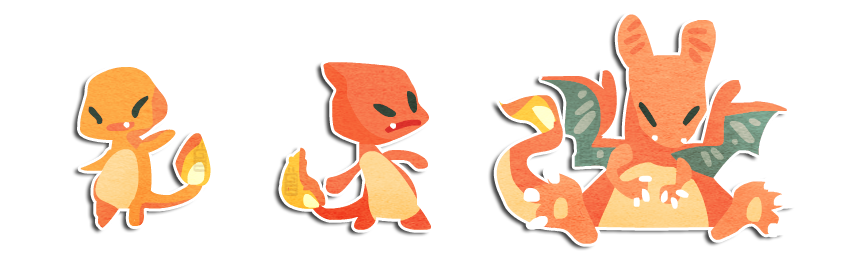 dotcore:  Pokémon Starters.by Tina.