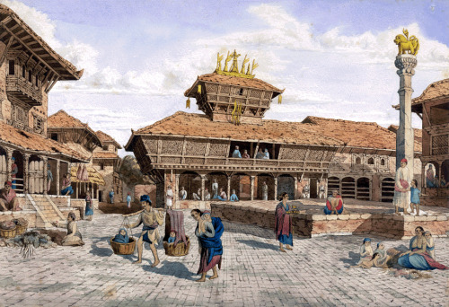 Nepal, Watercolor by Henry Ambrose Oldfield, c. 1855