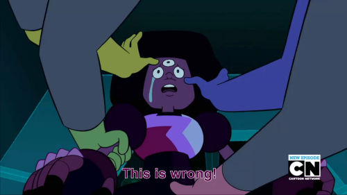 just2comment:  When Garnet saw the twisted form of Homeworld’s experiments with fusion, for a brief moment she doubted herself. Doubted her very existence and the meaning of fusion - is this what fusion creates? A freak? A monstrosity? - and because