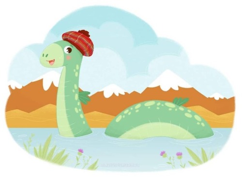 My friend #Nessie I met in #Scotland ♥ #lochness #illustration #cute #cutemonster #childrenil