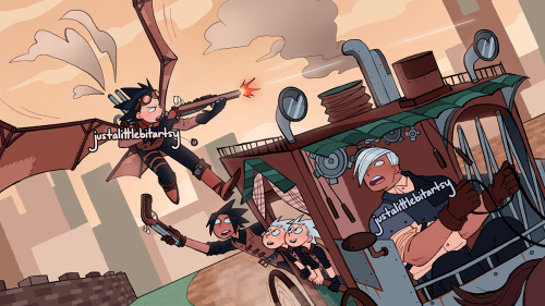 justalittlebitartsy: Day 6: Steampunk AU “Children, I won’t ask you to buckle up a 