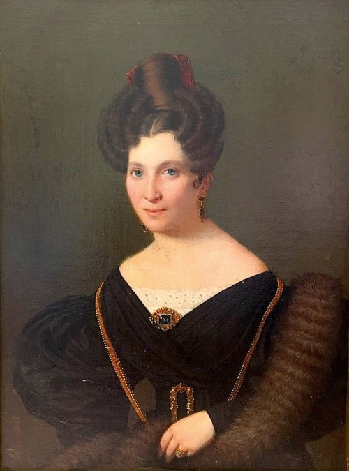 Juliane Elise Larpent (née Mathisen), painted by Aument in 1827She was born in Copenhagen in 