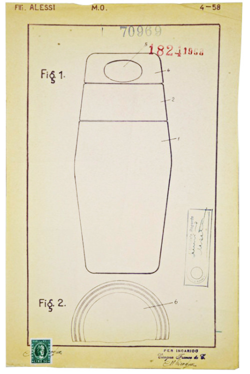 Luigi Massoni e Carlo Mazzeri, cocktail shaker 870 for Alessi, 1957.
