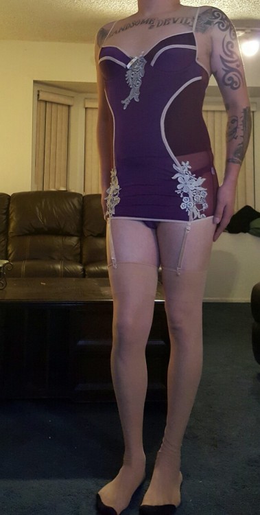 justdontknow83:  New purple garter slip my favorite of my 2 new slips… feels soft tight and sexy jus