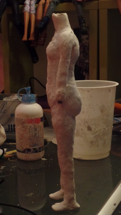 WIP. Sculpting body. Process pictures.Well, at least it stands on its own. Right now I have cut it i