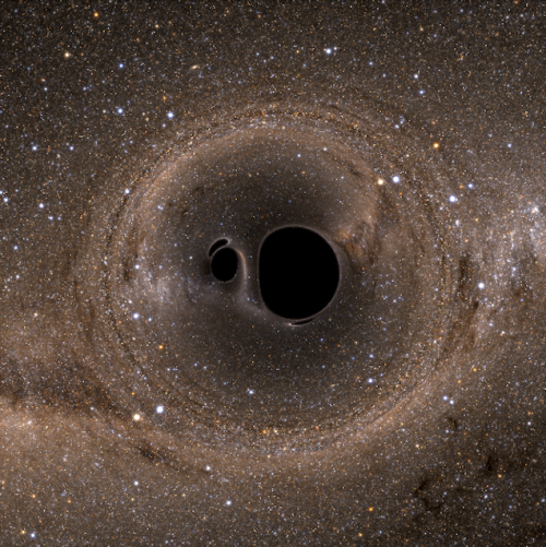 just–space: What two black holes hitting each other looks likejs 
