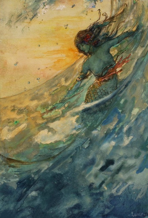 oldchildrensbooks:The Mermaid.c.1910.Original illustration.Probably published as a calendar print or