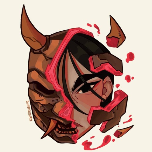 Some sticker I did last week. I really enjoyed making them #digitalart #gore #japanesemask #coolart 