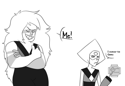 mad-scorpio:  Continuation of Jasper and really bad pick-up lines, inspo curtsey of pietersitemite Look at her and her smug face, she think she’s soooo smooth. Peridot has little to no patience for you Jasper, not today.  teehee I love these two <3