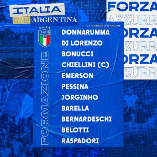 The starting XI for the Finalissima: Donnarumma, Bonucci, Chiellini, Di Lorenzo, Emerson, Jorginho, 