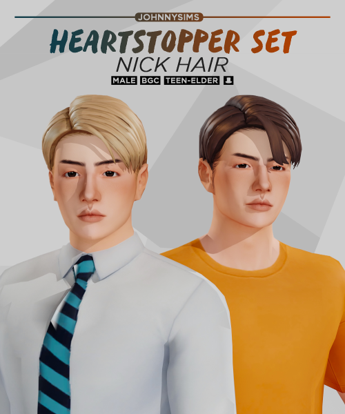 johnnysimmer: Heartstopper Set (Nick Hair)Here’s a hair set based on Nick Nelson’s hairstyle from He