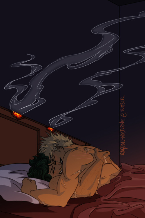 ragdoll-nocturne: ‘…We’ll have to get a new bed.  Again Kacchan.’‘Oi, are you tryna pin it all on me
