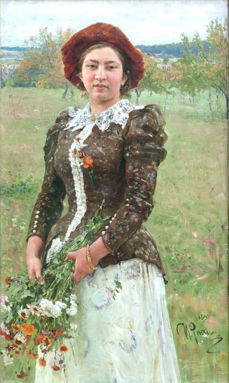 1892 Ilya Repin - Autumn Bouquet (Portrait of Vera Repina, the artist’s daughter) (State Trety