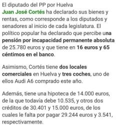 💍‏ @marivibalaguerVía:TwitterJuan José Cortés con una invalidez por depresion esta muy capacitado para soportar la presion y las decisiones del #Congreso  y le da para comprar locales y coches yo de mayor quiero tener la #CaraDura de este señor.