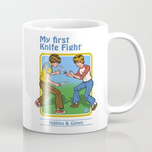 littlealienproducts:MY FIRST KNIFE FIGHT Coffee Mug by Steven Rhodes 