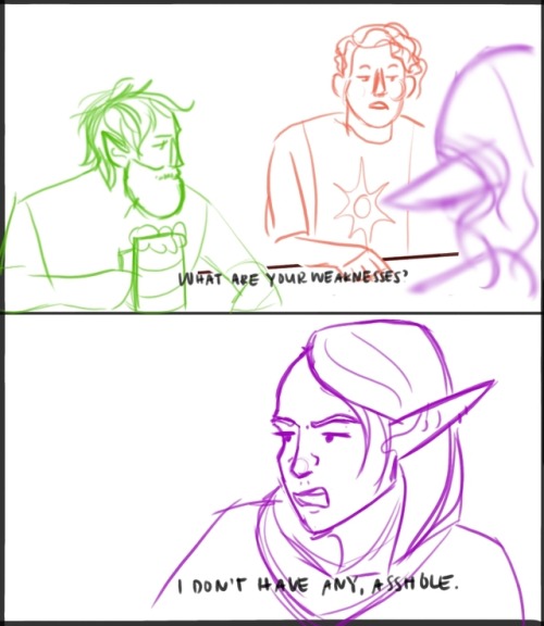 Grey meeting the rest of the party for the first time - it went well :)based on this