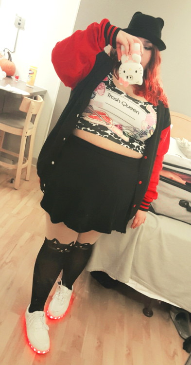 magicalshopping:  I played dress up today~Hat: ChoiesBaseball jacket: ebayCrop top: Trash Queen by @
