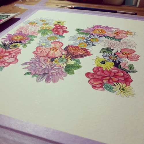 Progress #watercolour #watercolor #illustration #nzartist #emmalinebailey #flowers #floral #watercol