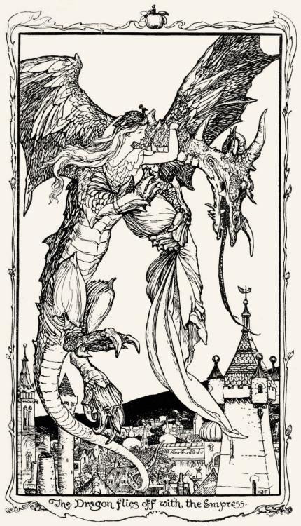 ceeainthereforthat:  monsterboyfriends:  cameoheart:  H.J. Ford, The violet fairy book  #she looks pretty chill   can someone please colour this for meeee