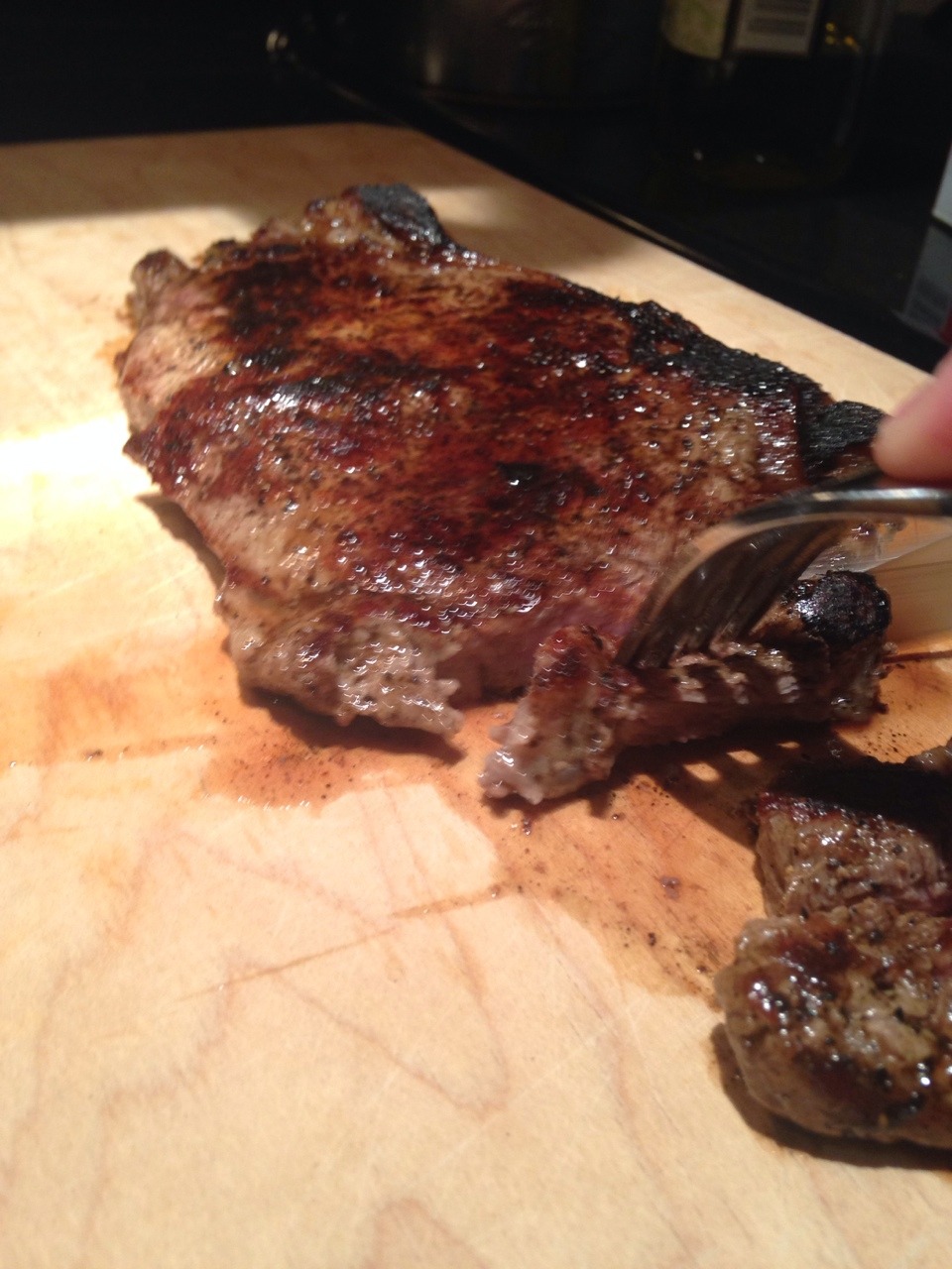 Hey! We made stuff!  First foray into making steak on the stovetop using cast iron.
