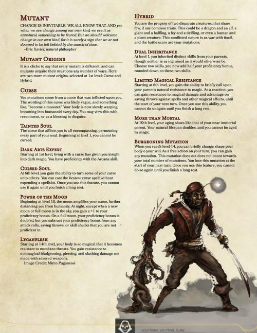 Two new subclasses for The Mutant, Curse and Hybrid.  #dnd#d&d#5e#homebrew#player class#subclass#tabletop #dungeons and dragons #mutant