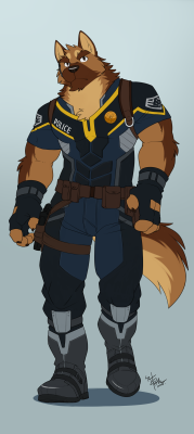 rossciaco:  takemotoarashi:  Police officer Benson at your service.  FURRY POLICE HELL YEAH!