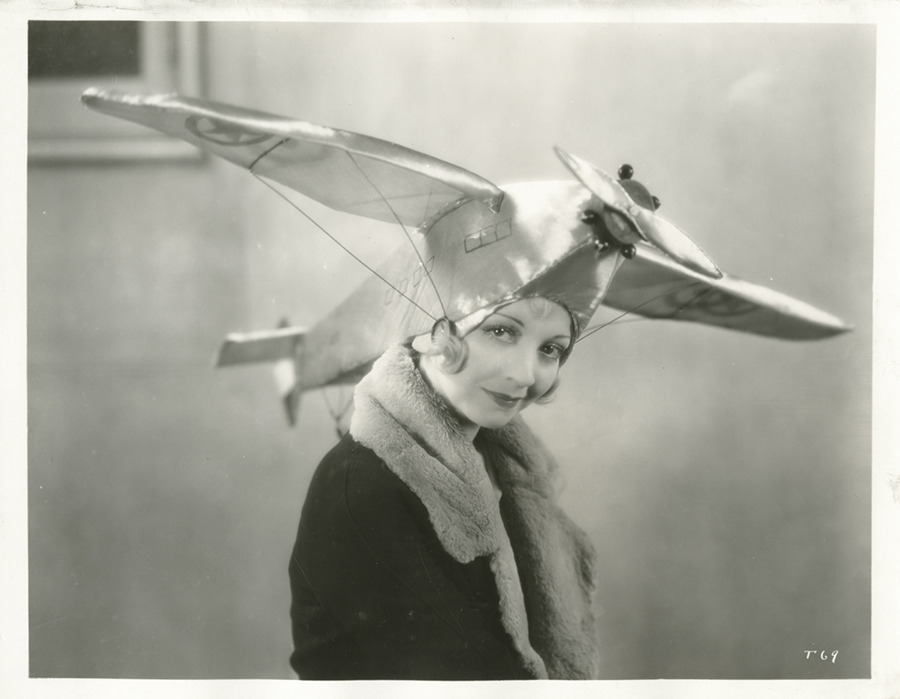 miscellaneous-art:
“ weirdvintage
Alice White Wearing an Aeroplane Hat, 1930s (via Retronaut)
”