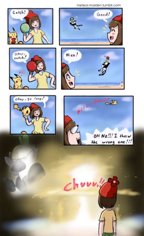 a friendly game of catch between trainer and pokemon&hellip;..but also dangerous 