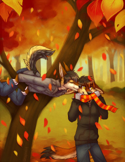 wolfkinz:Autumn Kisses - by xainyD’aww