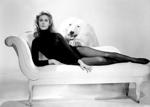 The gorgeous Elizabeth Montgomery in both color and in black & white (with added polar bear). St