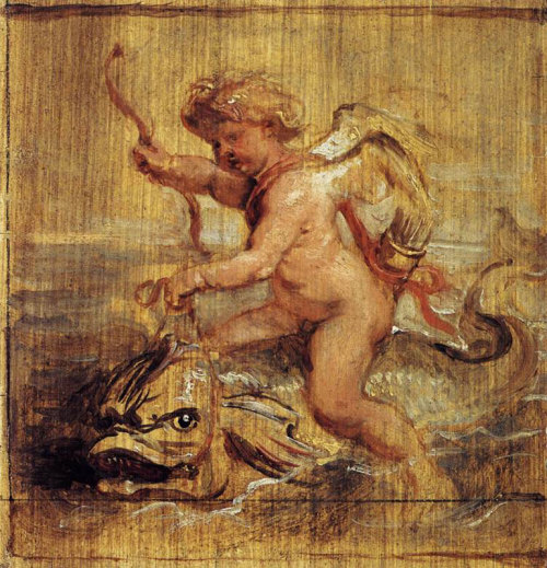 Cupid Riding a Dolphin, 1636, Peter Paul RubensMedium: oil,board