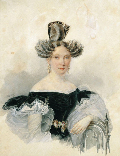 Portrait of Princess S. Lvova by Alexander Brullov, 1830s