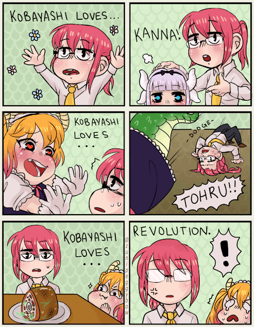 my-zuniverse:That little meme for Miss Kobayashi’s Dragon Maid LOL it was funnier in my head I swear,, poor Tohru > .<