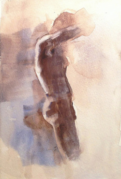 Male nude undressing Watercolor