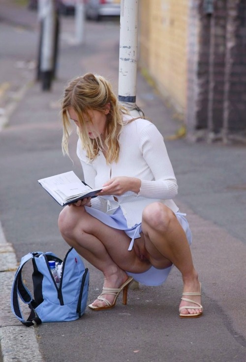 XXX divinepeeks:  Street upskirt blonde  photo