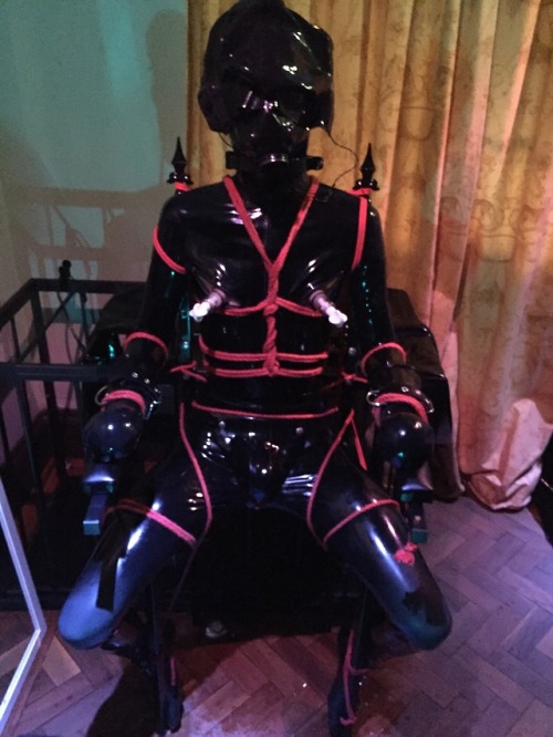 feelingknottycda:Drone @pupbolt undergoing the tit-sensitivity portion of its programming session. J