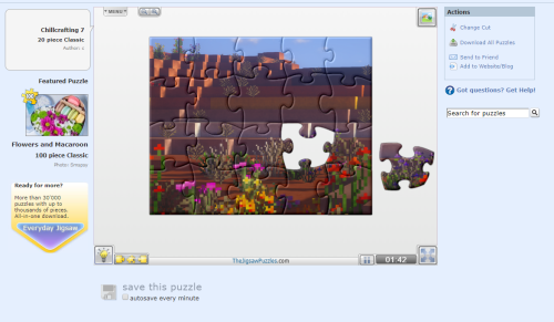 chillcrafting:@jackass-minecraft made online jigsaw puzzles from my screenshots, it’s really n