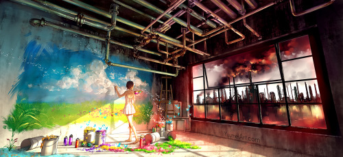 yuumei-art: What art means to me.  Growing up under a dysfunctional family and a polluted sky, 