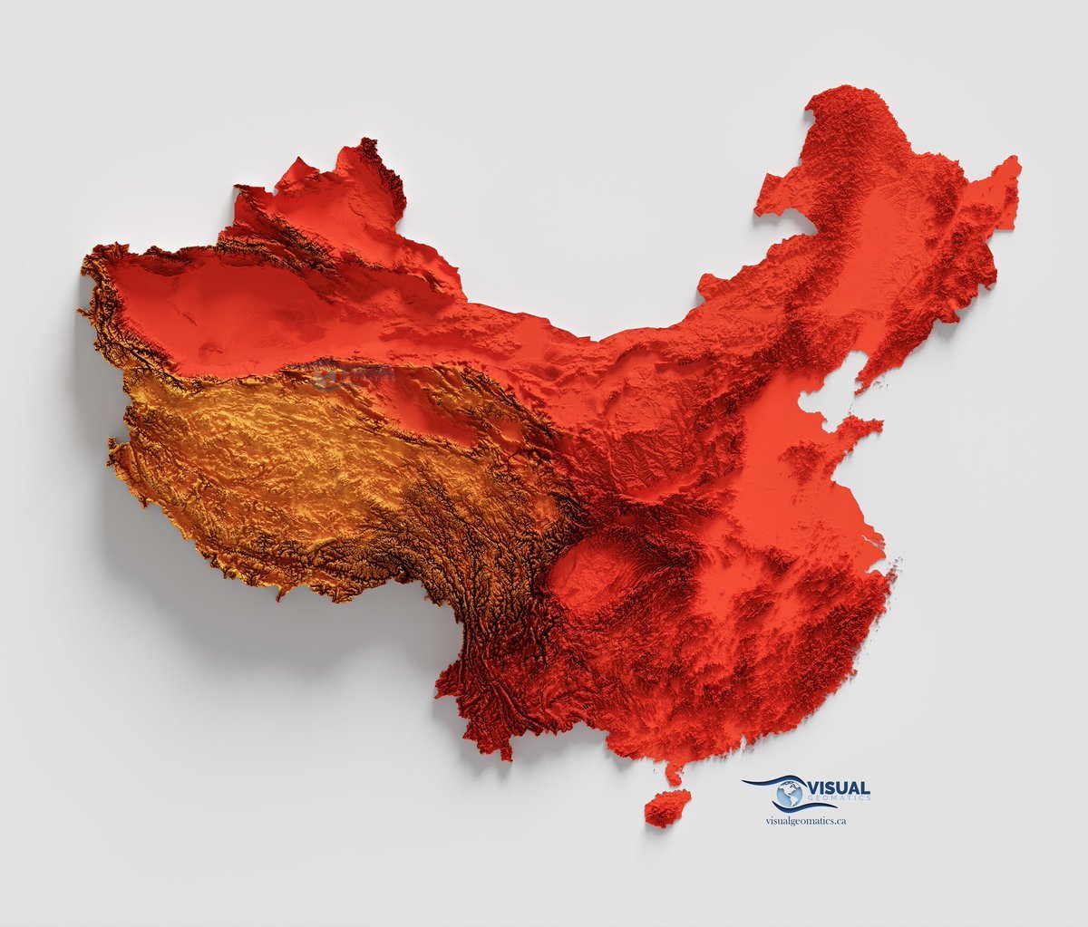 Shaded Relief Map of China.
by @visualwallmaps