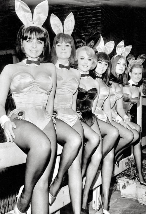The first group of Bunnies for the London Playboy Club (including Dolly Read, left) as they prepare 