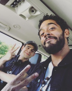 nicksagardaily:nickdsagar Riding with the big Homie ✌🏾️ @albertorosende #ShadowHuntersSeason2 #Simon #Aldertree #PeaceAndLove