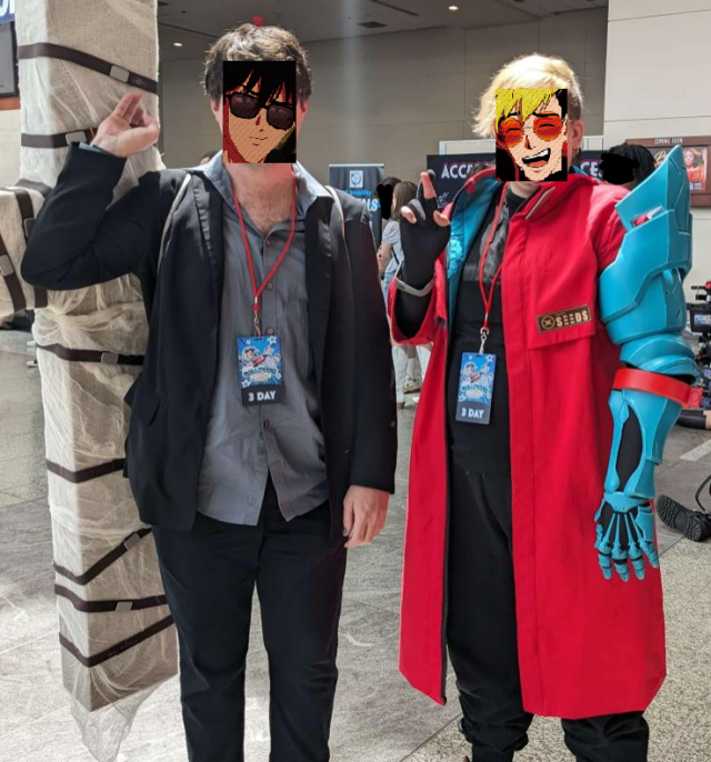 Debuted my Vash cosplay this past weekend! (Along with husband, who went as Wolfwood!) There are some minor modifications I'