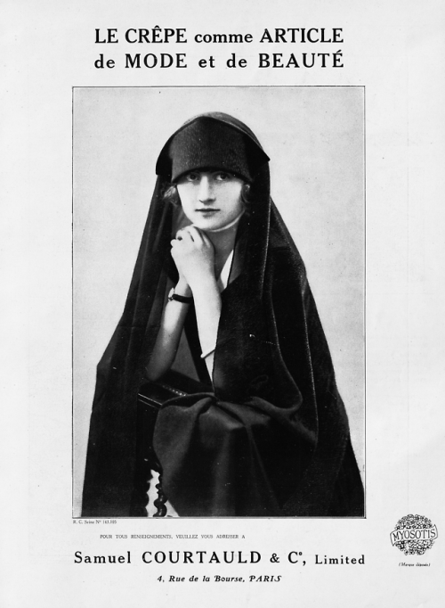 Mourning veil from Samuel Courtauld, Les Modes January 1928. 