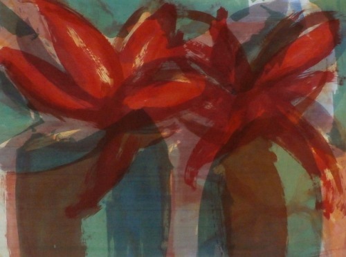 cactus-in-art:Joke Keuning (Dutch, *1960)Red flower cactus, 1999